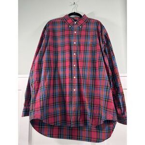 Ralph Lauren Men Red Blue Plaid Blake Long Sleeve Button‎ Up Shirt Size XL